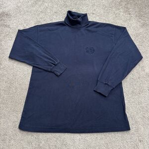 Eddie Bauer Embroidered Logo Turtleneck Long Sleeve Shirt Men Medium Navy Cotton